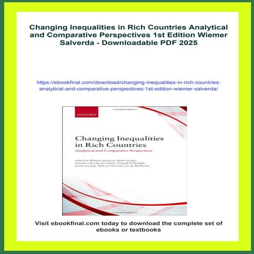 Changing Inequalities in Rich Countries Analytical and Comparative ...