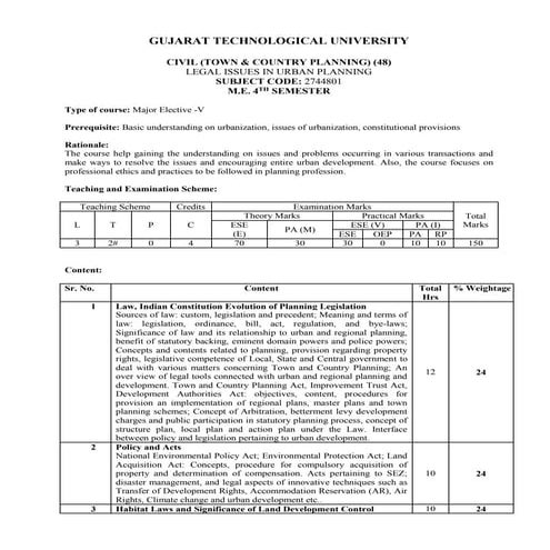 Syllabus - LEGAL ISSUES IN URBAN PLANNING
