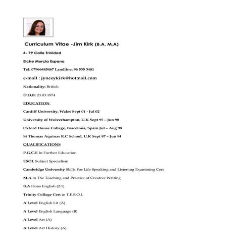 Curriculum Vitae new O'Neill1