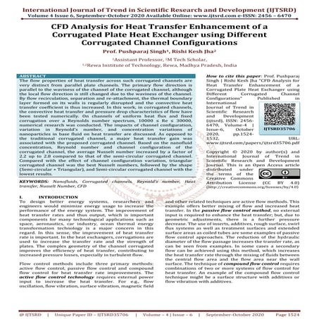 CFD Analysis for Heat Transfer Enhancement of a Corrugated Plate Heat ...