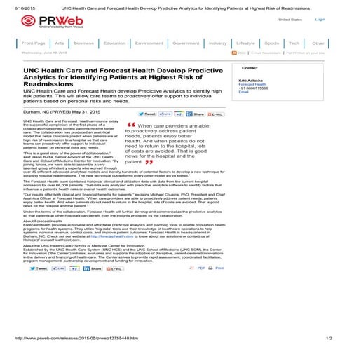 5 Ways Predictive Analytics Can Improve Healthcare | PDF