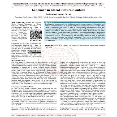 Language in Glocal Cultural Context