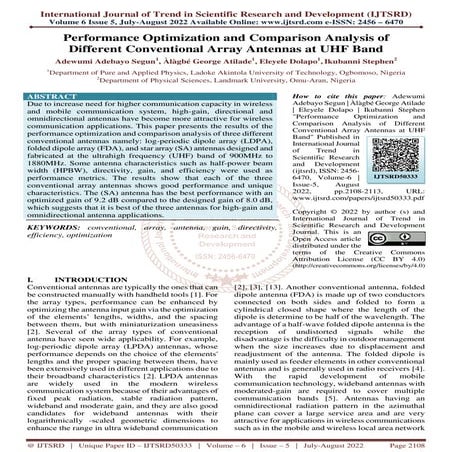 Performance Optimization and Comparison Analysis of Different Conventional Ar...