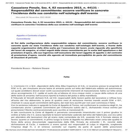 275   2015   cassazione penale - responsabilità del committente