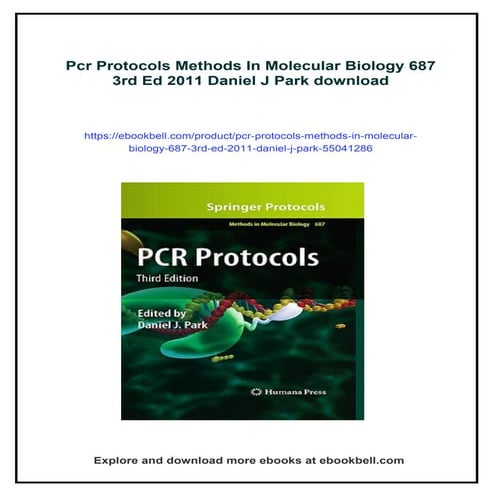 Pcr Protocols Methods In Molecular Biology 687 3rd Ed 2011 Daniel J Park