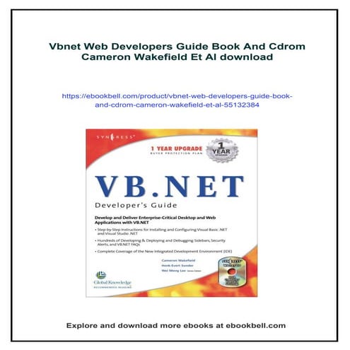 Vbnet Web Developers Guide Book And Cdrom Cameron Wakefield Et Al