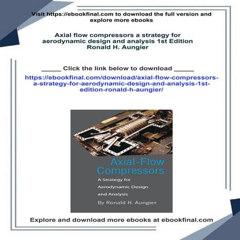 Axial flow compressors a strategy for aerodynamic design and analysis 1st Edi...