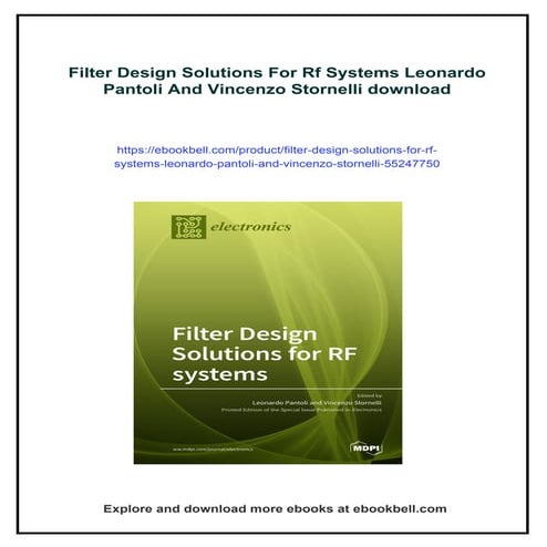 Filter Design Solutions For Rf Systems Leonardo Pantoli And Vincenzo Stornelli