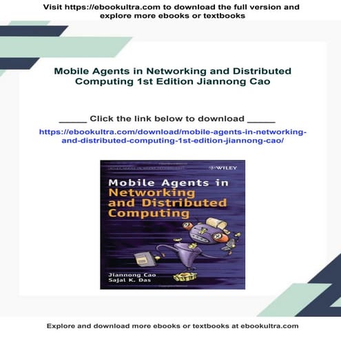 Mobile Agents in Networking and Distributed Computing 1st Edition Jiannong Cao