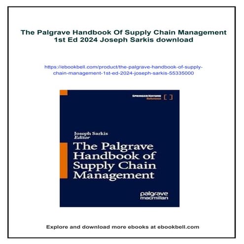 The Palgrave Handbook Of Supply Chain Management 1st Ed 2024 Joseph ...
