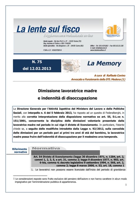 277 dimissione lavoratrice-madre_e_indennit_di_disoccupazione ...