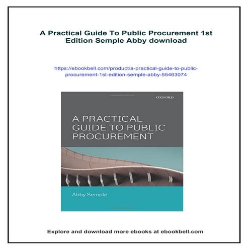 A Practical Guide To Public Procurement 1st Edition Semple Abby | PDF