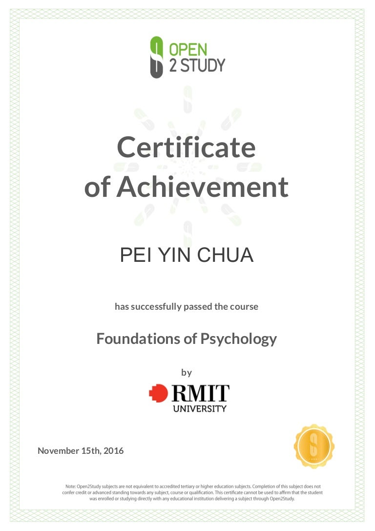 Foundations of Psychology Certificate