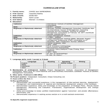 Curriculum Vitae as of September 2016
