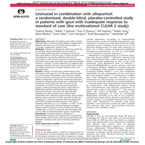 lesinurad in combination with allopurinol a randomised, double blind, placebo...