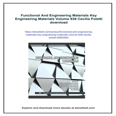 Functional And Engineering Materials Key Engineering Materials Volume ...