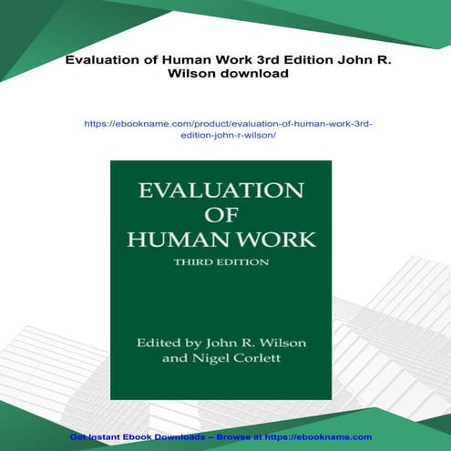 Evaluation of Human Work 3rd Edition John R. Wilson