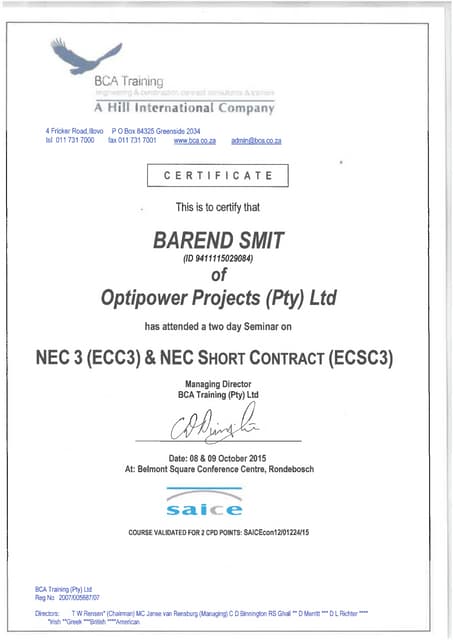 NEC 3(ECC3) & NEC SHORT CONTRACT (ECSC3)