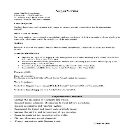 Resume of Nupur
