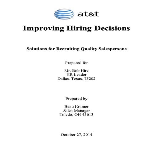 Formal research report on Improving hiring decisions