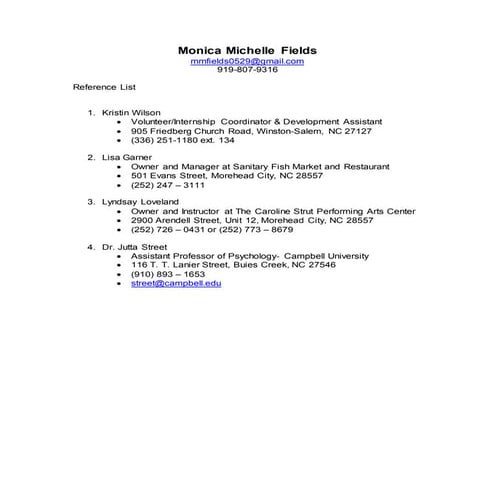 Reference List | DOCX