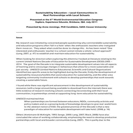 Local Schools in Partnership . World Congress 2011