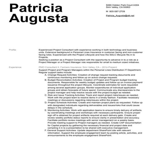 Patricia Augusta Resume 2015
