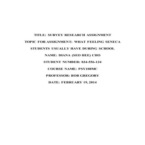 Survey for Seneca Students