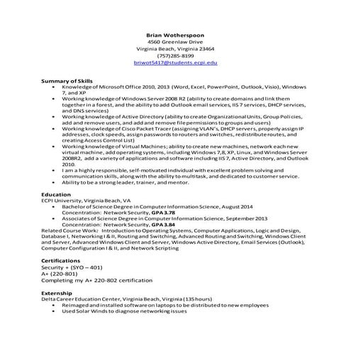 ECPI - Unofficial Transcript | PDF