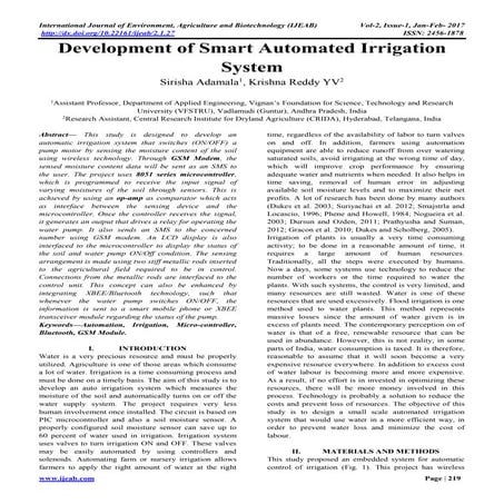 development of smart automated irrigation system