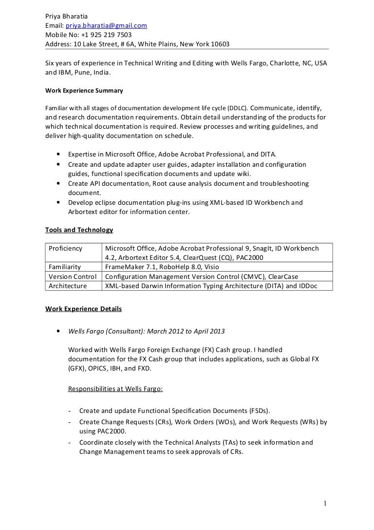 Resume PriyaBharatia TechnicalWriter Resume PriyaBharatia TechnicalWriter