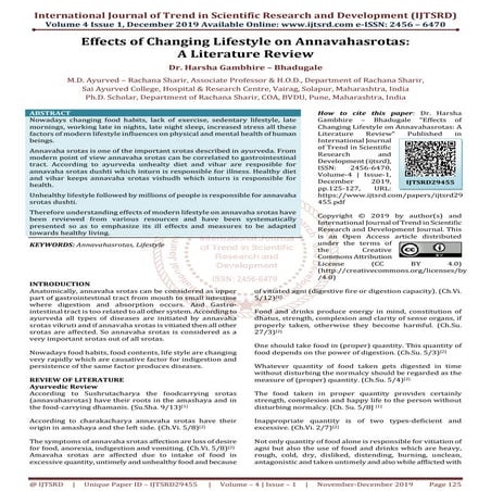 Effects of Changing Lifestyle on Annavahasrotas: A Literature Review