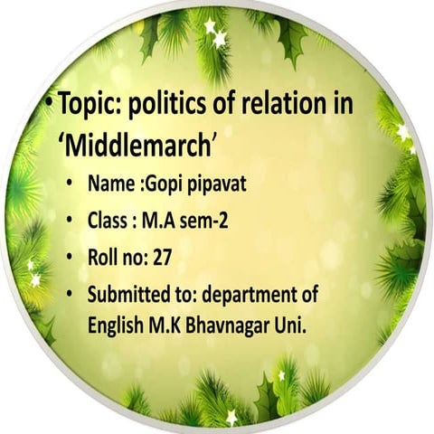 politics of relation in 'middlemarch'