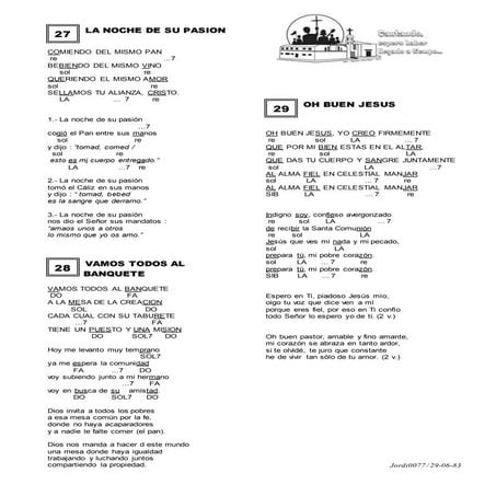 27 la noche de su pasion   28vamos todos al banquete - 29oh buen jesus