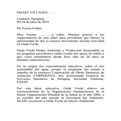 Paraguay | Jul-16 | Onda Verde medio ambiente