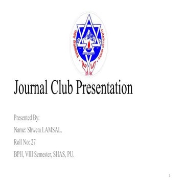27 shweta journal club presentation