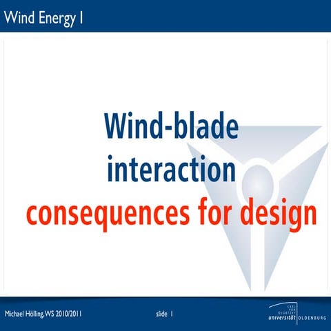 Wind energy I. Lesson 7. Wind blade interaction