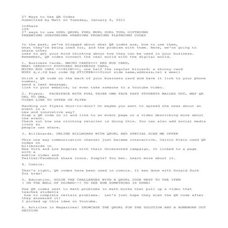 27 ways to use gurl qrurl purl murl surl turl giftmiums freemiums guestmiums ...