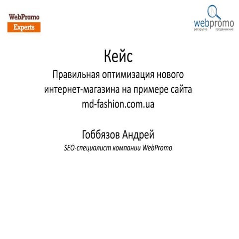 Андрей Гоббязов (WebPromo): Комплексная оптимизация интернет-магазина одежды