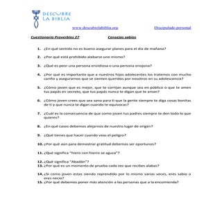 28.  cuestionario de proverbios 27 ...