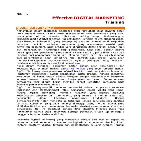 (2022) Silabus Training "Effective MARKETING COMMUNICATION in Digital 4 ...