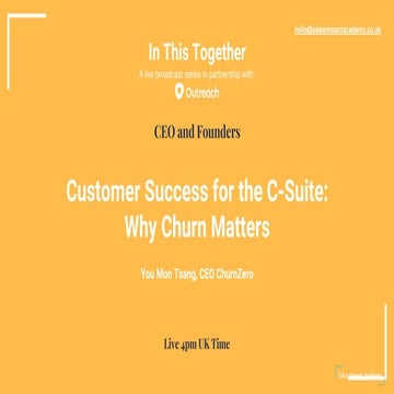 Customer Success for the C-Suite – Why Churn Matters with You Mon Tsang