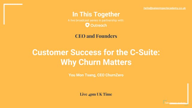 Customer Success for the C-Suite – Why Churn Matters with You Mon Tsang