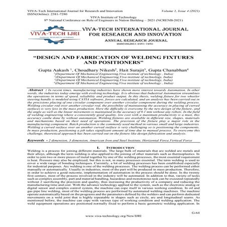 DESIGN AND FABRICATION OF WELDING FIXTURES  AND POSITIONERS