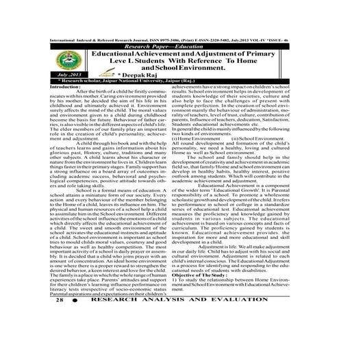 The Impact of Home Environment on Academic Achievement of Secondary ...