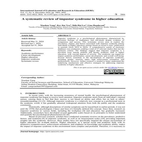 A systematic review of impostor syndrome in higher education