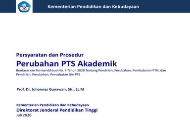 Persyaratan & Prosedur Perubahan PTS Penyelenggara Pendidikan Akademik