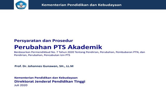 Persyaratan & Prosedur Perubahan PTS Penyelenggara Pendidikan Akademik