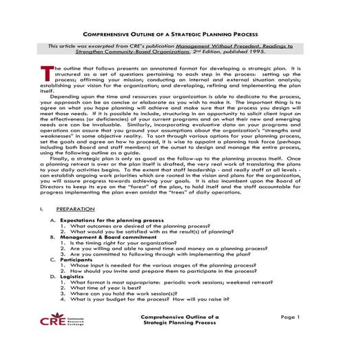 28. Comprehensive Outlineofa Strategic Planning Process