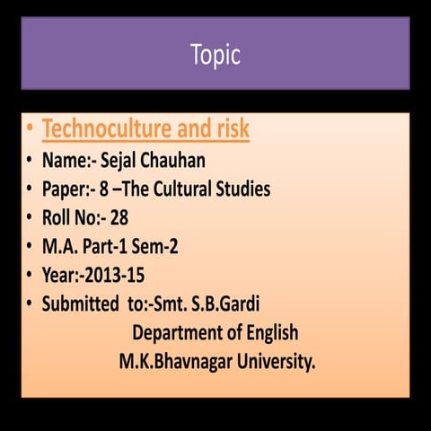 Technoculture and Risk